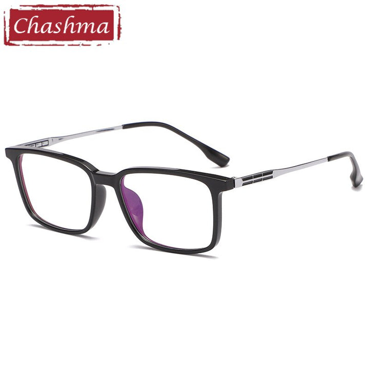 Chashma Ottica Unisex Full Rim Square Tr 90 Titanium  Eyeglasses Full Rim Chashma Ottica Black Silver  
