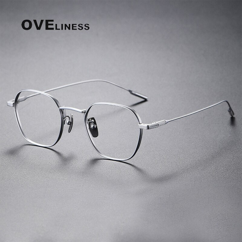 Oveliness Unisex Full Rim Irregular Square Titanium Eyeglasses 80808 Full Rim Oveliness   