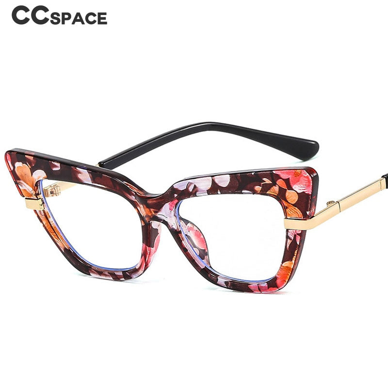 CCSpace Women's Full Rim Square Cat Eye Acetate Alloy Eyeglasses 55233 Full Rim CCspace   