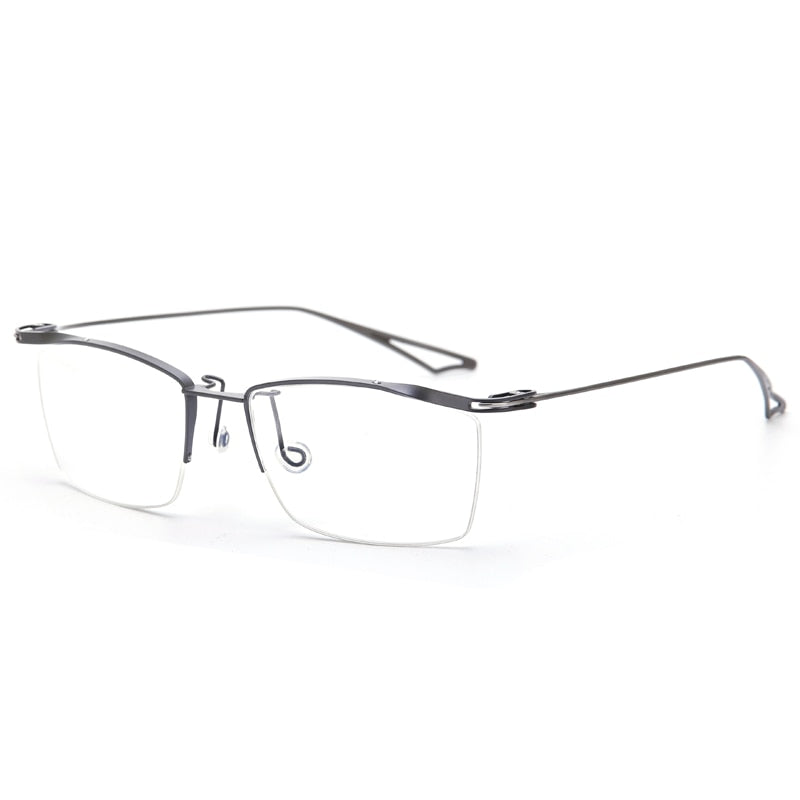 Muzz Men's Semi Rim Square IP Titanium Eyebrow Frame Eyeglasses X Semi Rim Muzz gray  