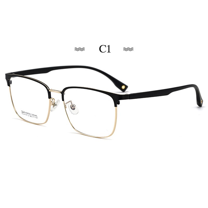 Hotochki Men's Full Rim Square Tr 90 Titanium Alloy Frame Eyeglasses K9112 Full Rim Hotochki C1  