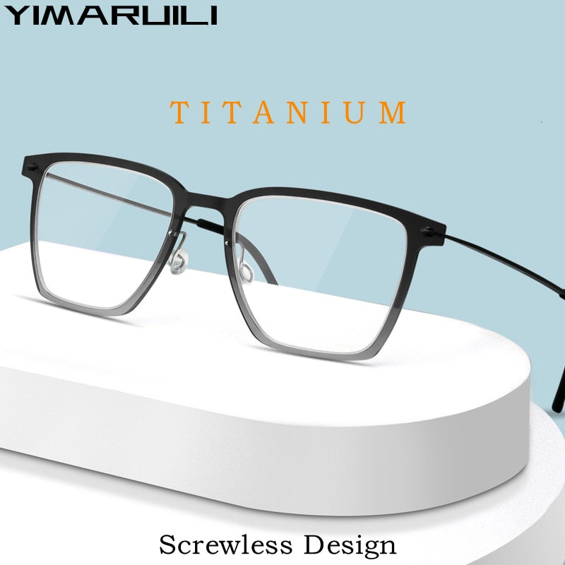 Yimaruili Unisex Full Rim Square Screwless Titanium Eyeglasses 6554nd Full Rim Yimaruili Eyeglasses   