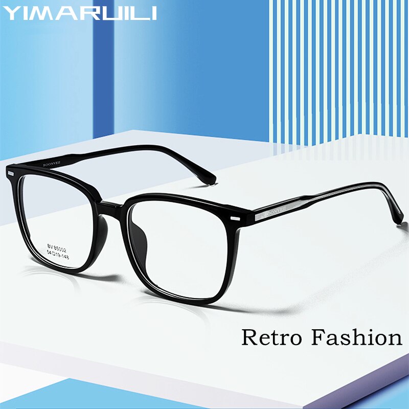 Yimaruili Unisex Full Rim Square Acetate Eyeglasses BV85002B Full Rim Yimaruili Eyeglasses   