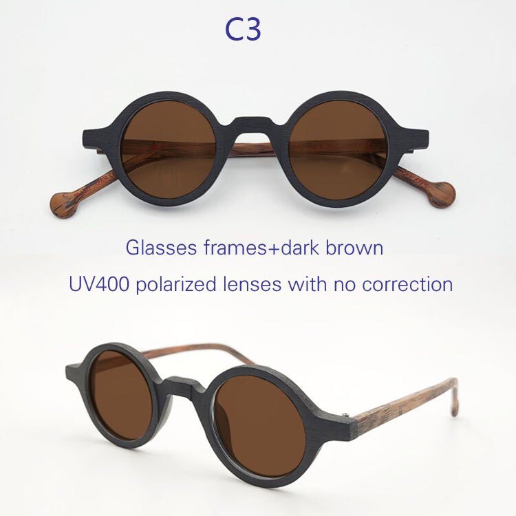 Yujo Unisex Full Rim Small 38mm Round Acetate Polarized Sunglasses Sunglasses Yujo C3 China 