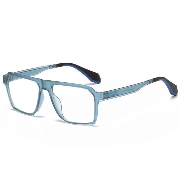 Hdcrafter Men's Full Rim Square Tr 90 Titanium Sport Eyeglasses 02004 Full Rim Hdcrafter Eyeglasses Blue  