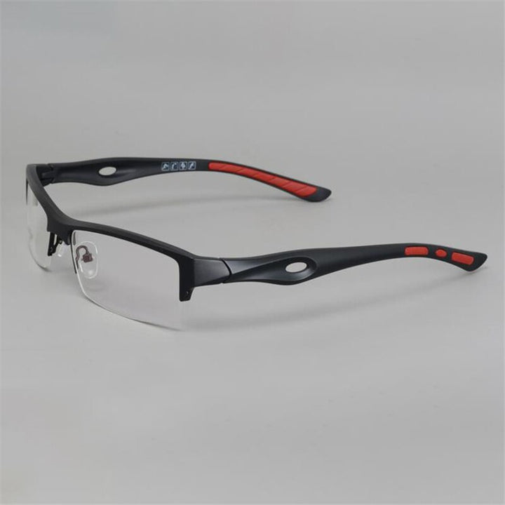 Cubojue Unisex Semi Rim Square Tr 90 Titanium Sport Myopia Eyeglasses Optional Photochromic Reading Glasses Cubojue no function lens 0 black red pad 