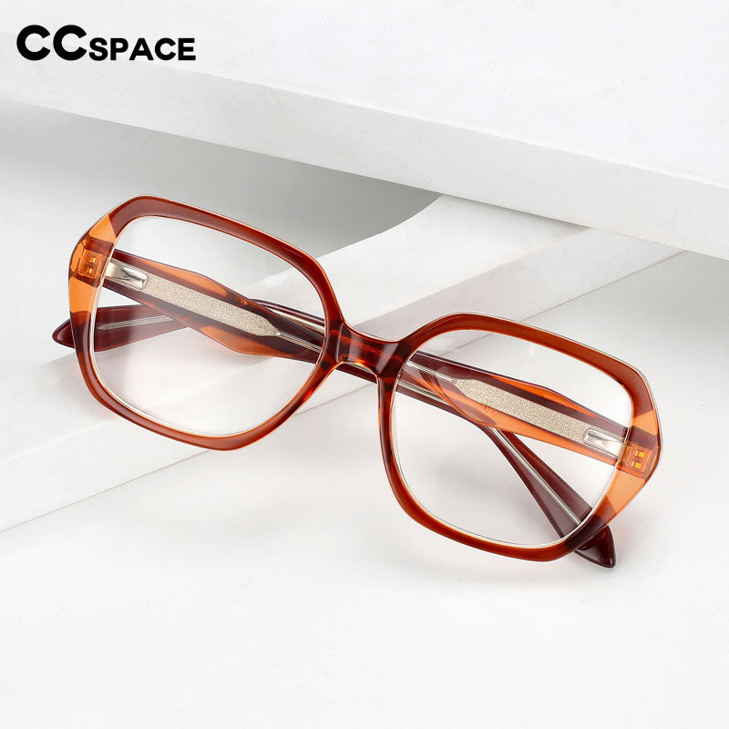 CCSpace Women's Full Rim Square Big Tr 90 Titanium Eyeglasses 54474 Full Rim CCspace   