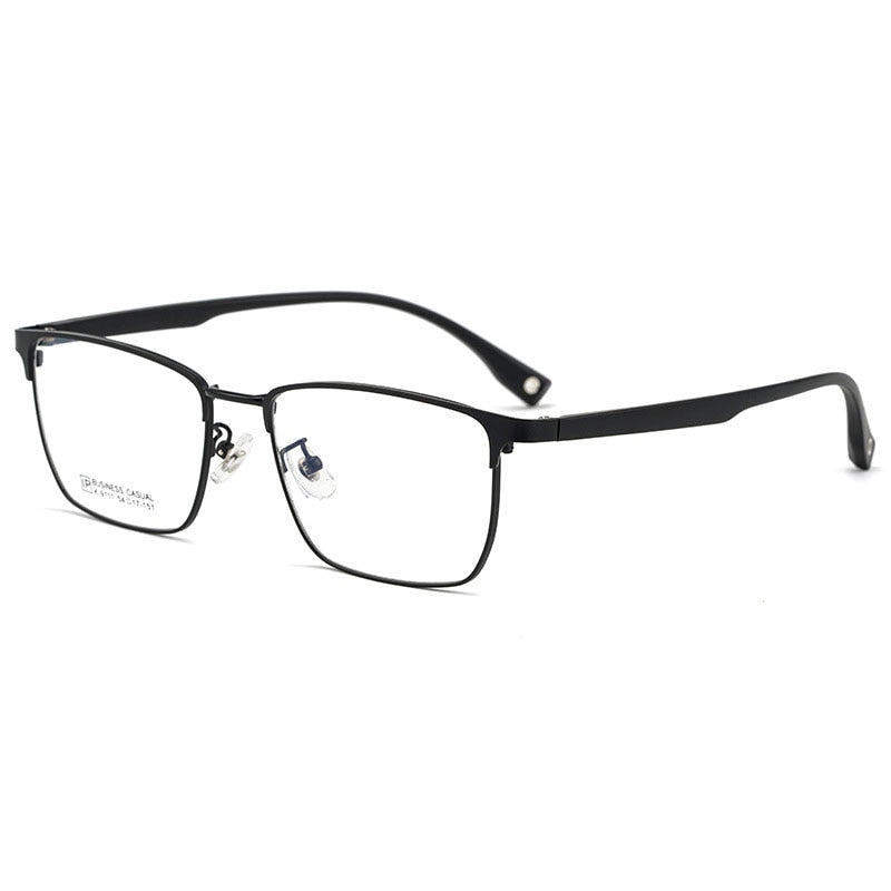 Yimaruili Men's Full Rim Square Titanium Alloy Eyeglasses K9111 Full Rim Yimaruili Eyeglasses Black  