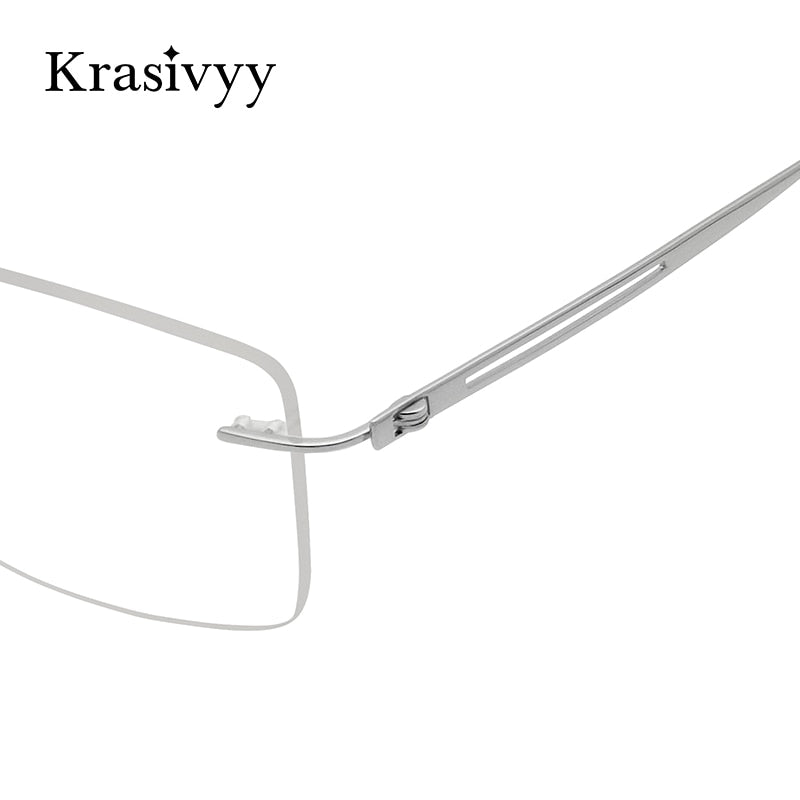 Krasivyy Men's Rimless Square Screwless Titanium Eyeglasses Kr86519 Rimless Krasivyy   