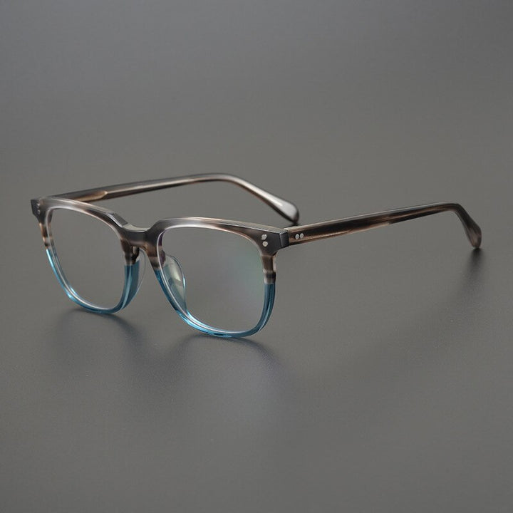 Gatenac Unisex Full Rim Square Acetate Frame Eyeglasses Gxyj778 Full Rim Gatenac Blue  