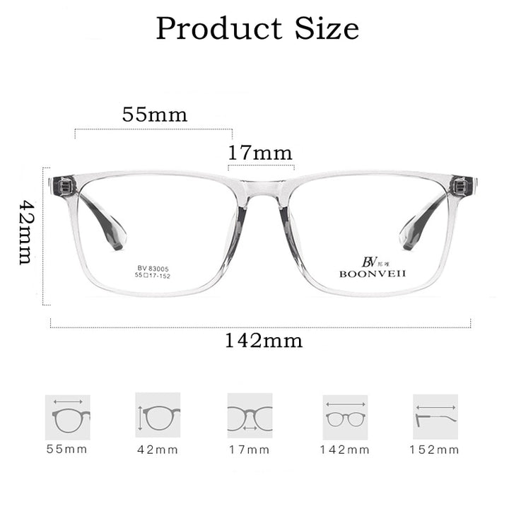 Yimaruili Men's Full Rim Large Square Tr 90 Acetate Eyeglasses Bv83005b Full Rim Yimaruili Eyeglasses   