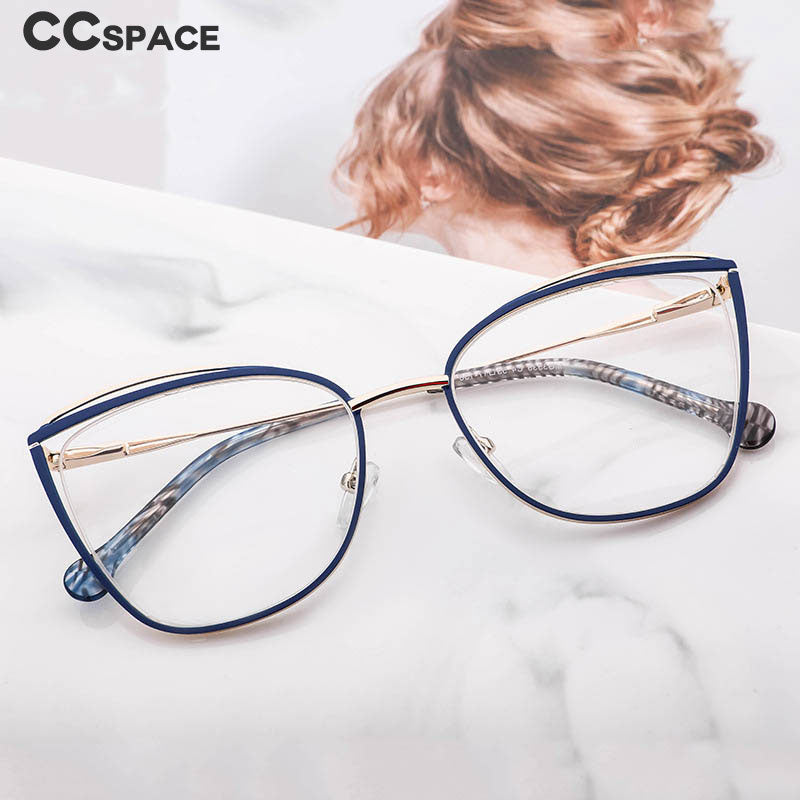 CCSpace Women's Full Rim Square Cat Eye Alloy Eyeglasses 55735 Full Rim CCspace   