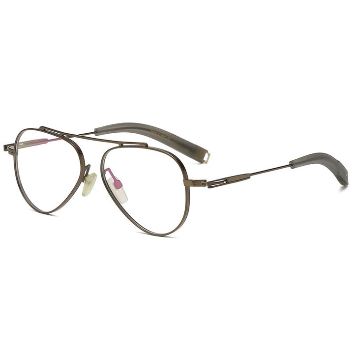 Yimaruili Unisex Full Rim Square Titanium Eyeglasses DLX102 Full Rim Yimaruili Eyeglasses Bronze  