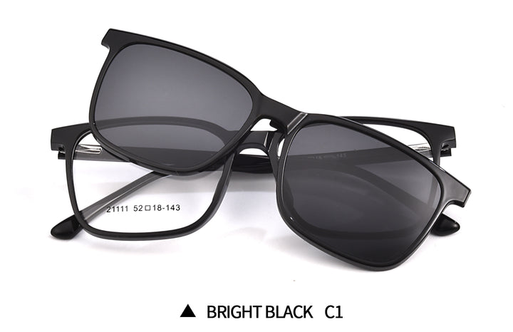 Gmei Unisex 2 In 1 Polarized Clip-On Sunglasses Square Plastic Frame Eyeglasses  21111 Sunglasses Gmei Optical   