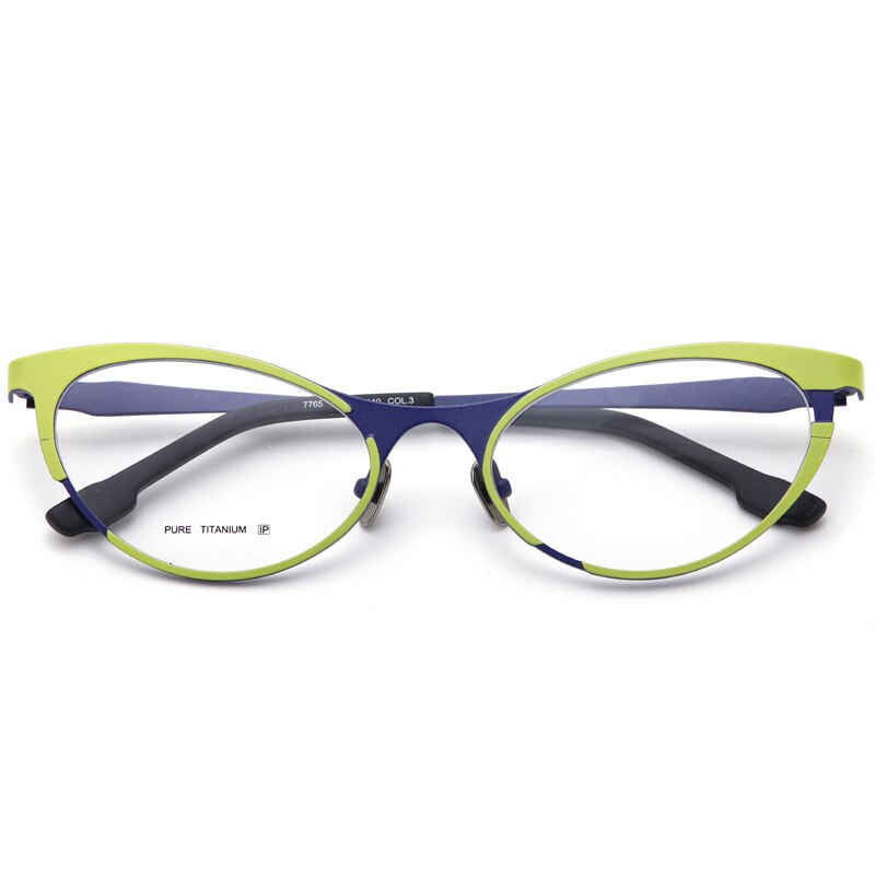 Muzz Women's Full Rim Oval Cat Eye Titanium Eyeglasses T7765 Full Rim Muzz C3  
