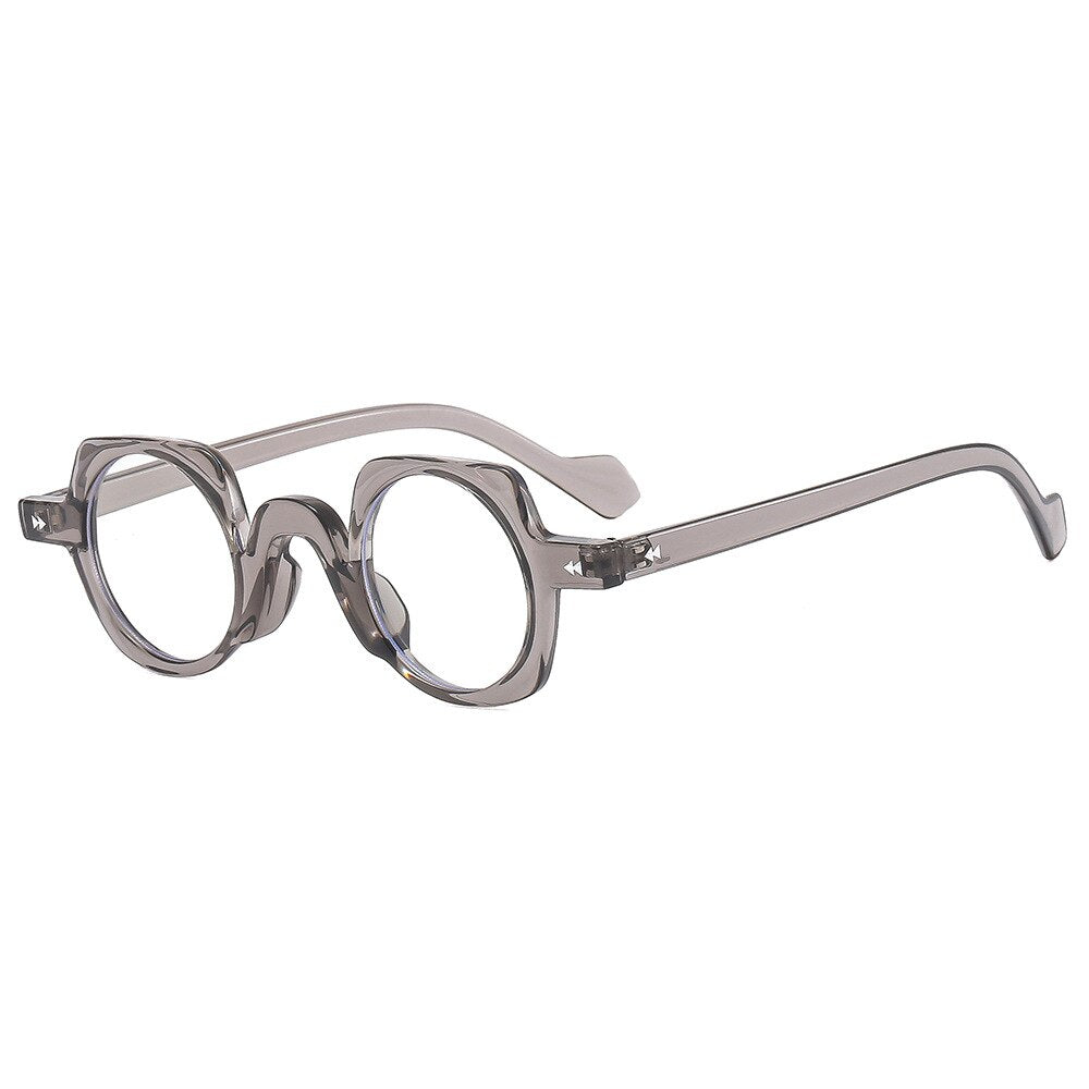 CCSpace Women's Full Rim Irregular Round Acetate Eyeglasses 55267 Full Rim CCspace Gray China 