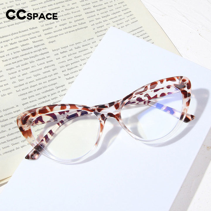 CCspace Women's Flat Cat Eye Acetate Eyeglasses 54548 Full Rim CCspace   