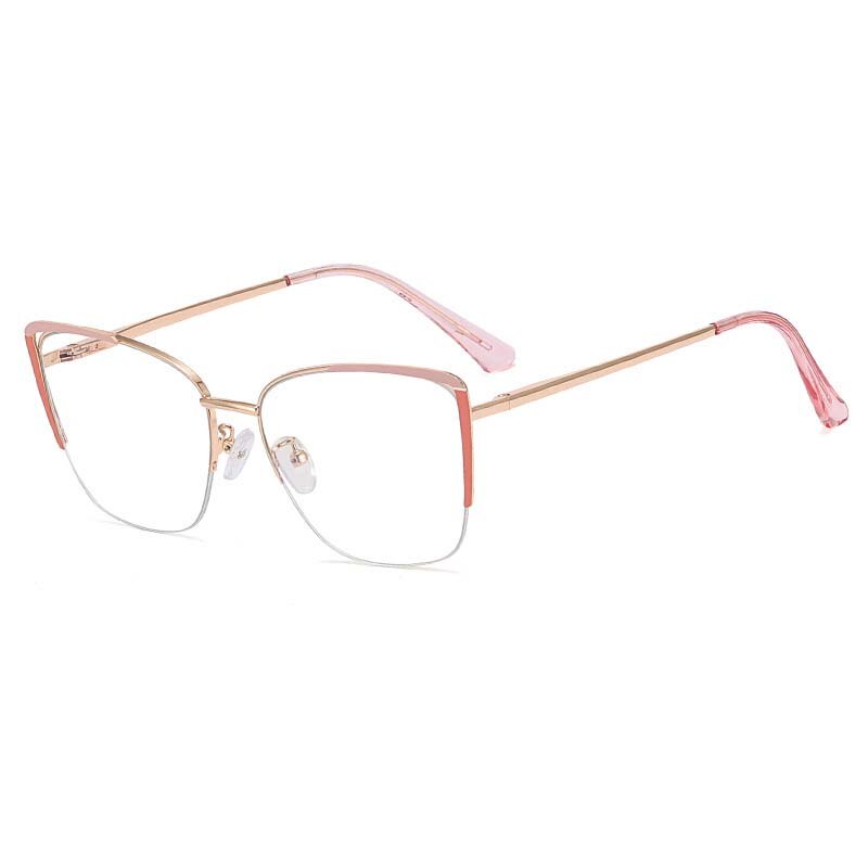 CCSpace Women's Full Rim Square Cat Eye Tr 90 Titanium Eyeglasses 55030 Full Rim CCspace China OrangePink 