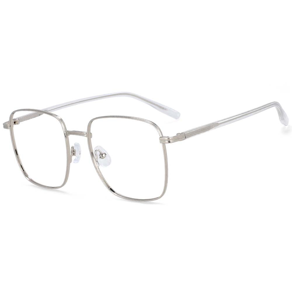 CCspace Unisex Full Rim Oversized Square Alloy Frame Eyeglasses 54312 Full Rim CCspace China C6silver 