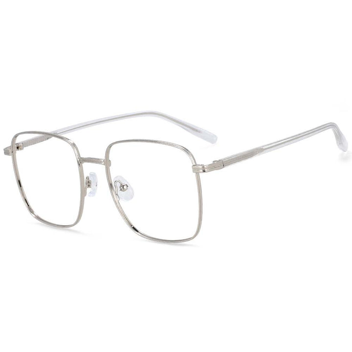 CCspace Unisex Full Rim Oversized Square Alloy Frame Eyeglasses 54312 Full Rim CCspace China C6silver 