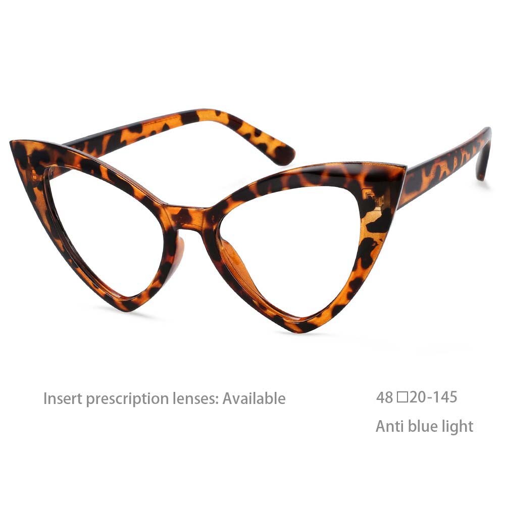 CCSpace Women's Full Rim Oversized Cat Eye Resin Frame Eyeglasses 54419 Full Rim CCspace China Leopard 