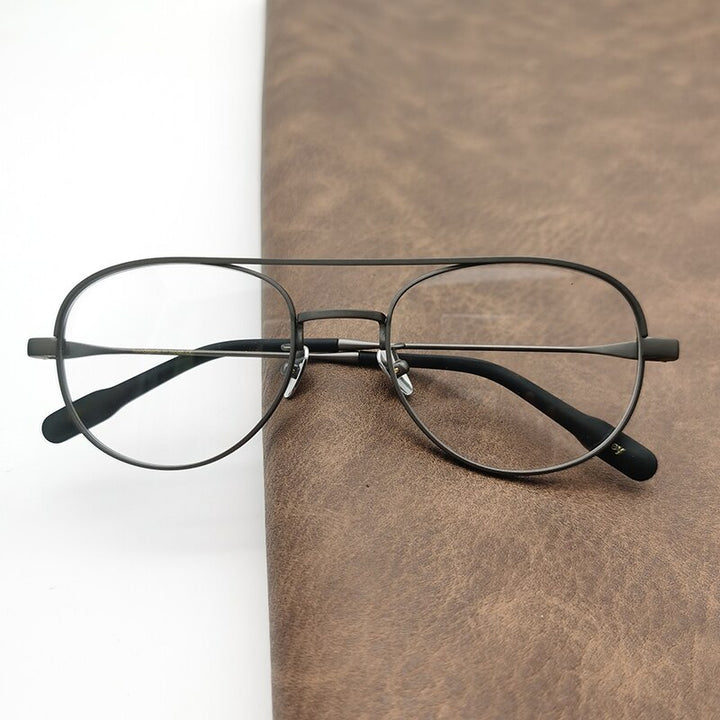 Cubojue Unisex Full Rim Oval Double Bridge Titanium Hyperopic Reading Glasses Reading Glasses Cubojue no function lens 0 Gray 