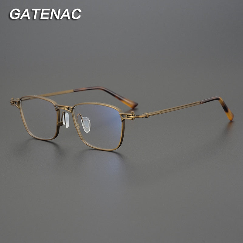 Gatenac Unisex Full Rim Square Titanium Frame Eyeglasses Gxyj756 Full Rim Gatenac   
