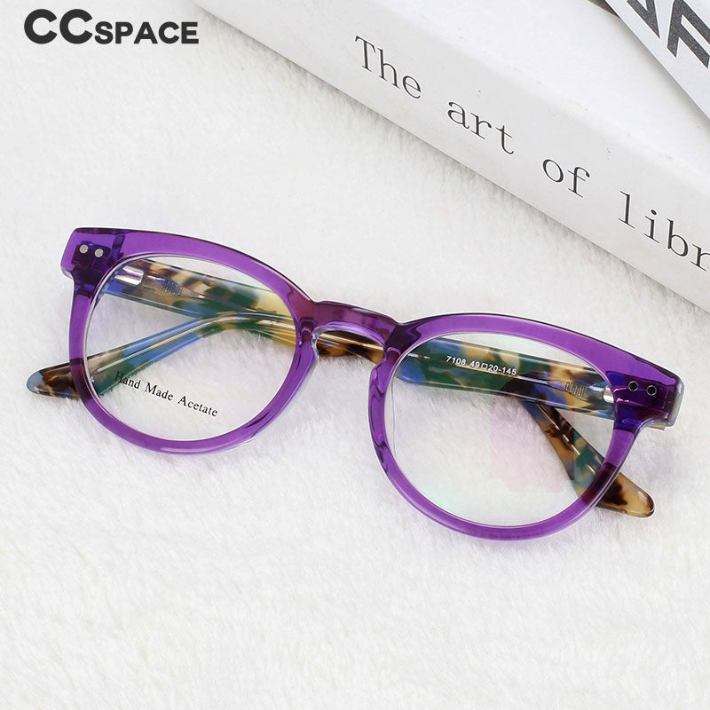 CCspace Women's Full Rim Round Acetate Eyeglasses 55215 Full Rim CCspace   