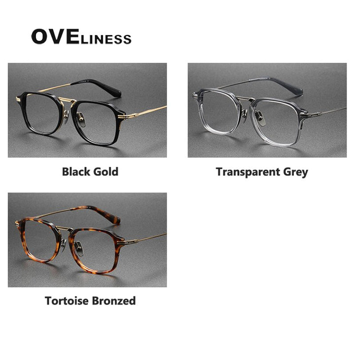 Oveliness Unisex Full Rim Square Acetate Titanium Eyeglasses Dtx413 Full Rim Oveliness   