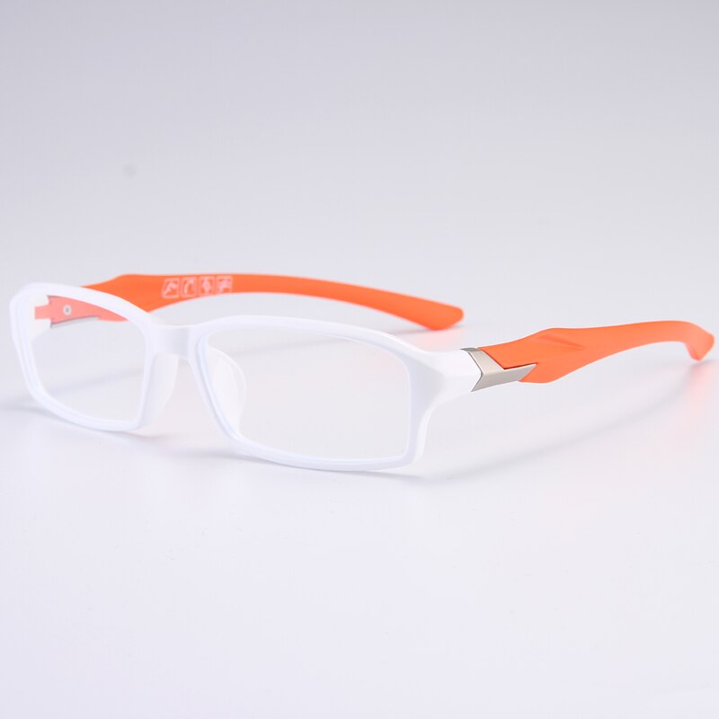 Zirosat Men's Full Rim Rectangle Tr 90 Sport Eyeglasses 6059 Full Rim Zirosat white orange  