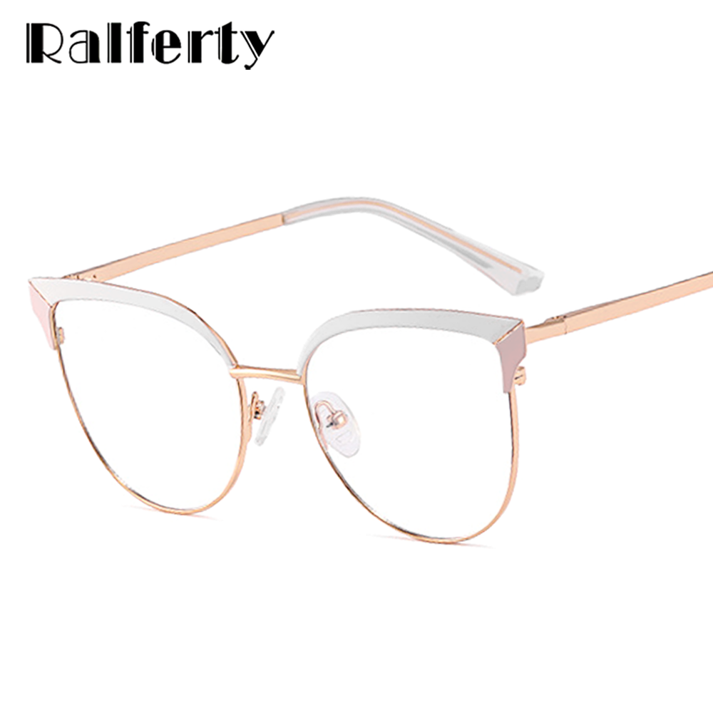 Ralferty Women's Full Rim Oval Cat Eye Acetate Alloy Eyeglasses F91226 Full Rim Ralferty   