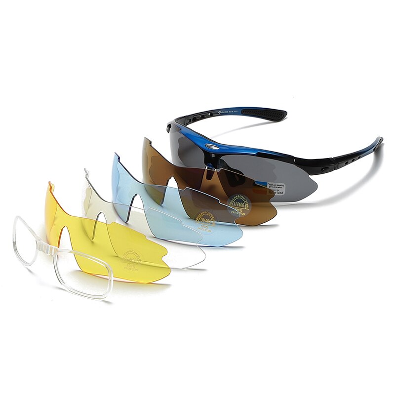 Zirosat Unisex Semi Rim Square Goggle Tr 90 Polarized 5 In 1 Sunglasses 0089 Sunglasses Zirosat blue  