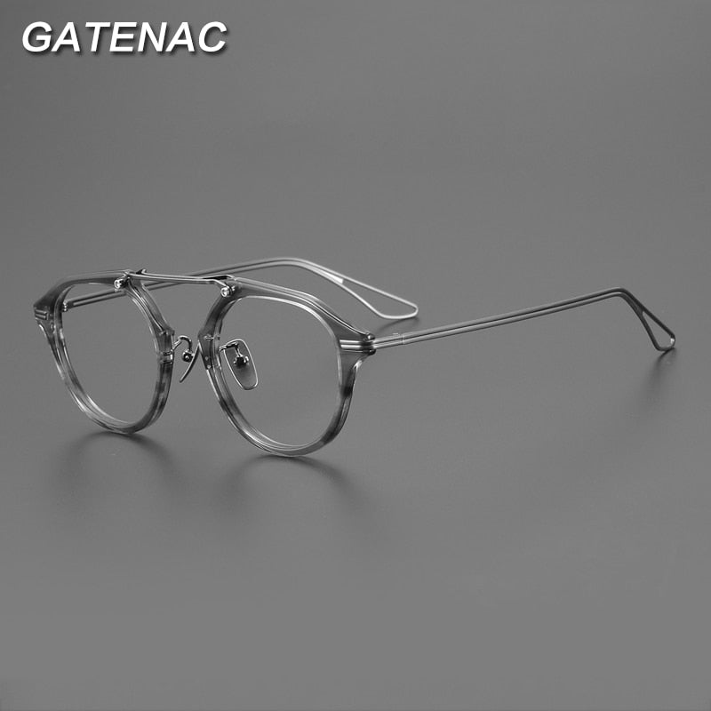 Gatenac Unisex Full Rim Oval Double Bridge Titanium Eyeglasses Gxyj925 Full Rim Gatenac   
