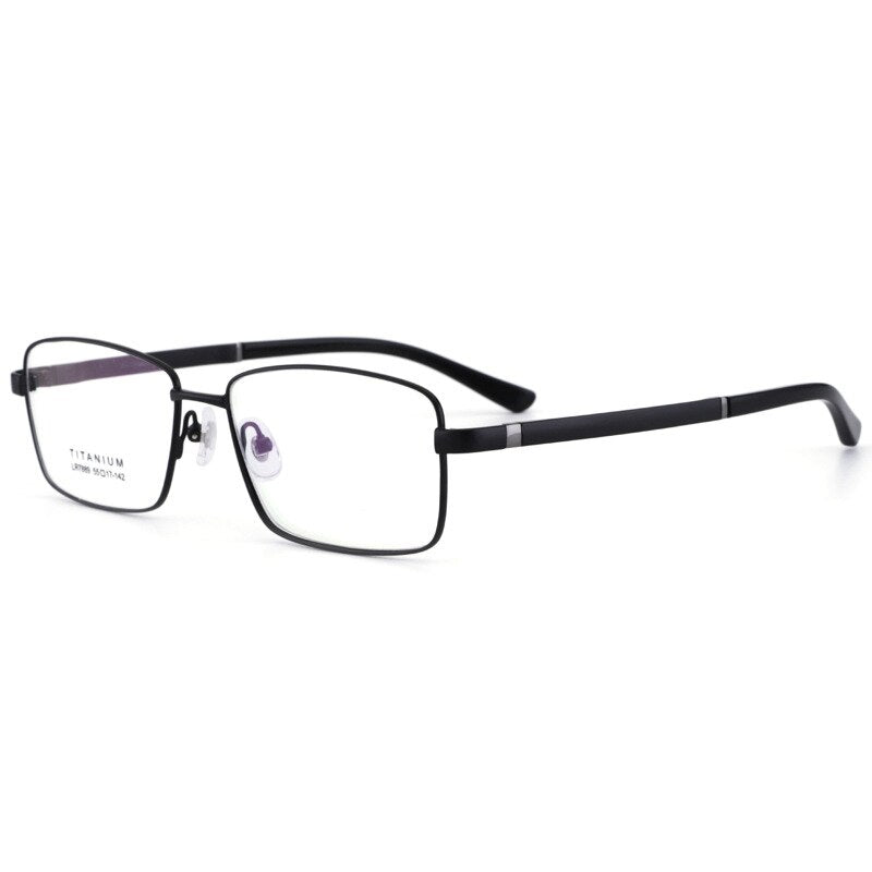 Bclear Men's Full Rim Square Titanium Eyeglasses Lb7889 Full Rim Bclear Black  