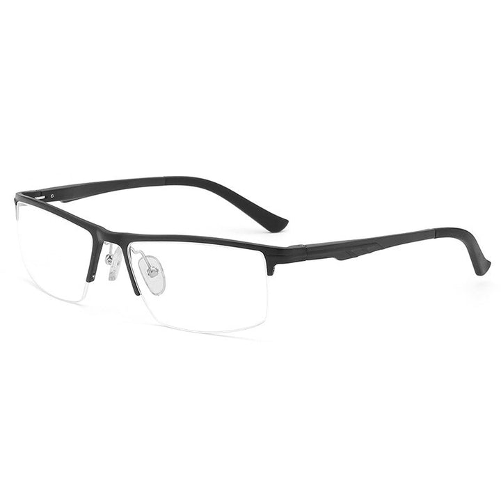 Hdcrafter Men's Semi Rim Rectangle Tr 90 Alloy Eyeglasses Kl6122 Semi Rim Hdcrafter Eyeglasses Black  