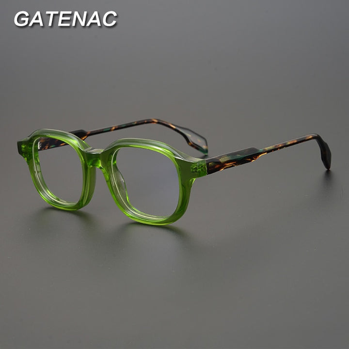 Gatenac Unisex Full Rim Small Square Acetate Eyeglasses Gxyj862 Full Rim Gatenac   