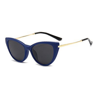 Ralferty Women's Full Rim Oval Cat Eye Acetate Eyeglasses With Clip On Polarized Sunglasses 2353 Clip On Sunglasses Ralferty Blue As picture 