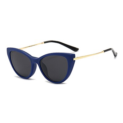 Ralferty Women's Full Rim Oval Cat Eye Acetate Eyeglasses With Clip On Sunglasses 2353 With Clip Ons Ralferty Blue As picture 