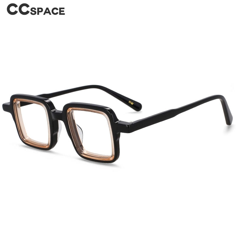 CCspace Unisex Full Rim Small Square Acetate Eyeglasses 55308 Full Rim CCspace   