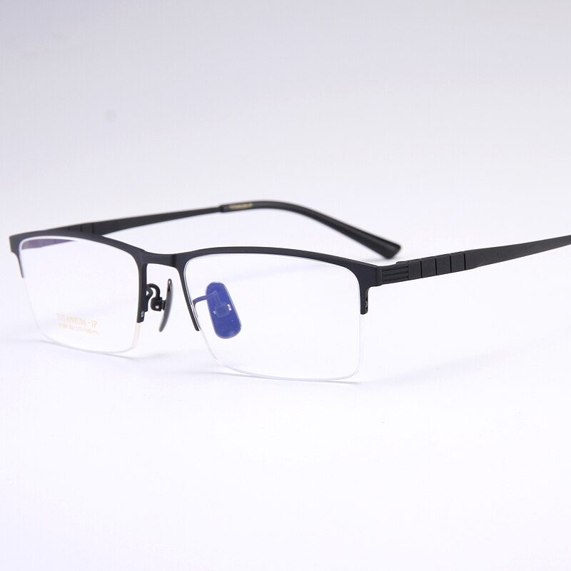Bclear Men's Semi Rim Square Titanium Eyeglasses My91065 Semi Rim Bclear Matte Black  