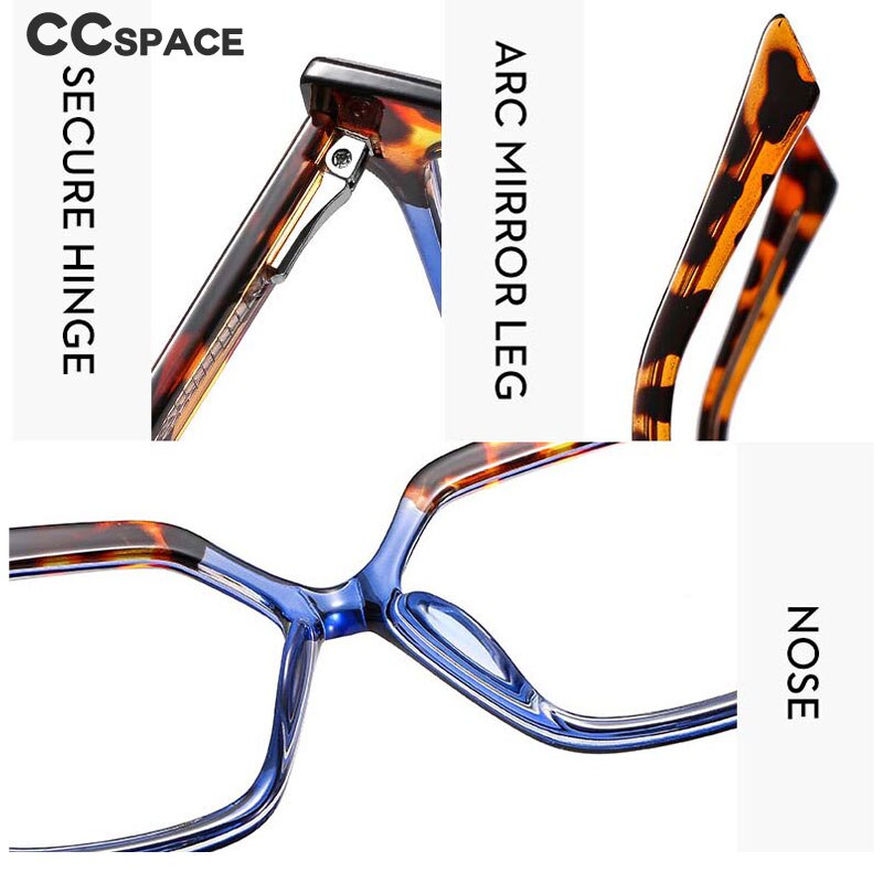 CCspace Women's Full Rim Square Cat Eye Tr 90 Titanium Eyeglasses 54979 Full Rim CCspace   