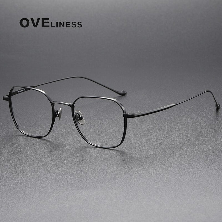 Oveliness Unisex Full Rim Square Titanium Eyeglasses Chordg Full Rim Oveliness black  