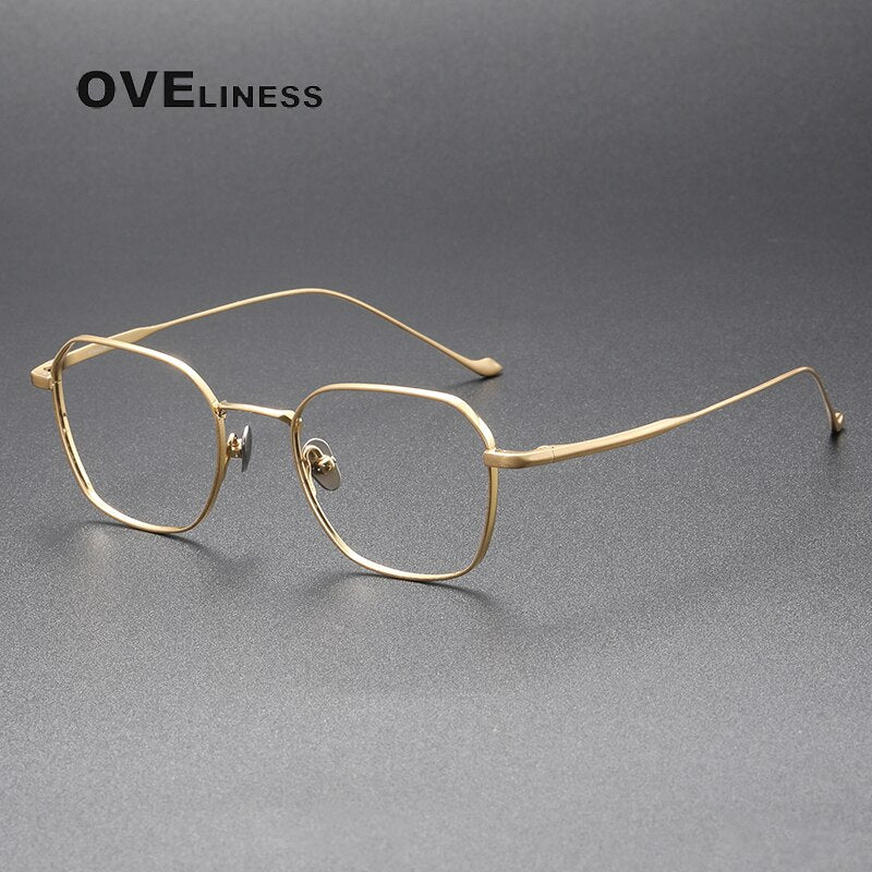 Oveliness Unisex Full Rim Square Titanium Eyeglasses Chordg Full Rim Oveliness gold  