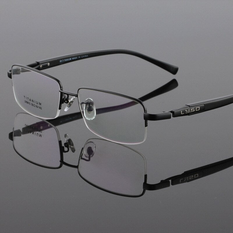 Zirosat Unisex Semi Rim Square Titanium Eyeglasses 9910 Semi Rim Zirosat Black  