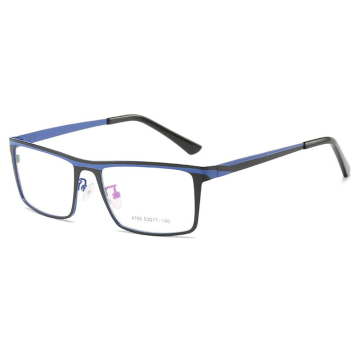 Hotochki Unisex Full Rim Square Stainless Steel Alloy Eyeglasses 4195 Full Rim Hotochki BLACK-BLUE  