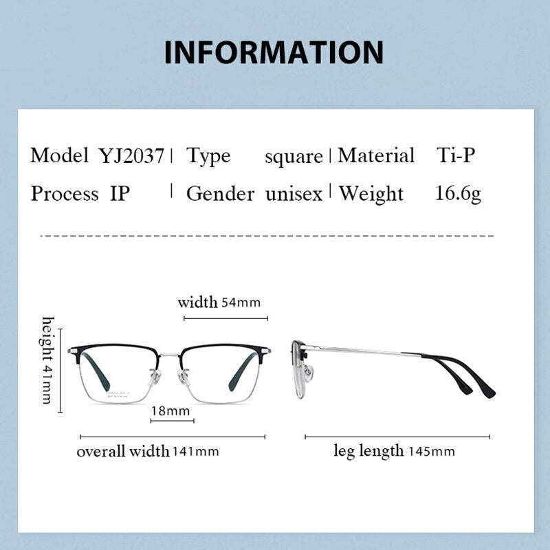 Hotochki Men's Full Rim Square Titanium Frame Eyeglasses Yj2037 Full Rim Hotochki   