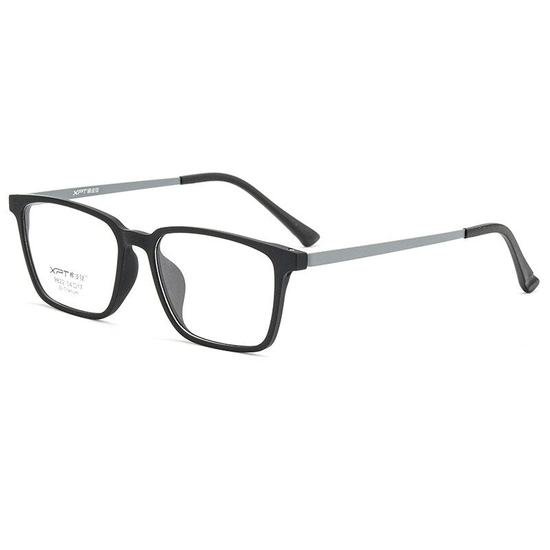 KatKani Unisex Full Rim Square Tr 90 Titanium Reading Glasses Anti Blue Light Black K9822 Reading Glasses KatKani Eyeglasses 0 Black Gray 