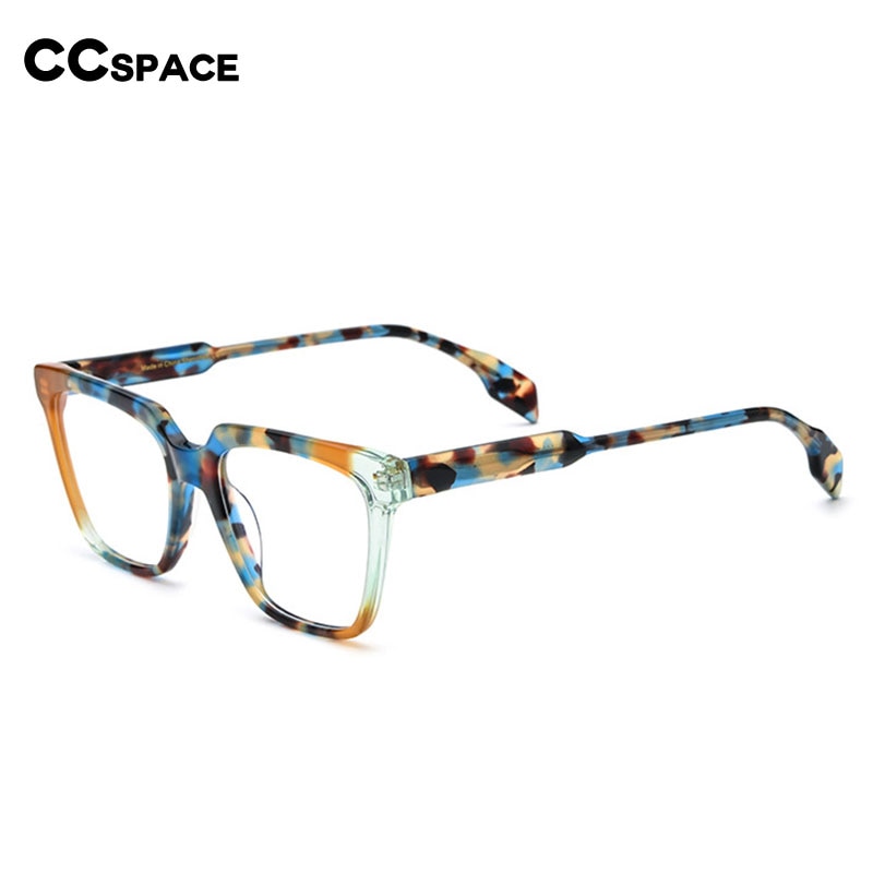 CCspace Unisex Full Rim Square Acetate Eyeglasses 53341 Full Rim CCspace   