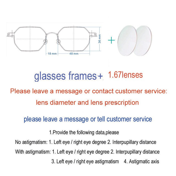 Yujo Unisex Full Rim Handcrafted Polygonal Stainless Steel Eyeglasses Customizable Lenses Full Rim Yujo C3 China 