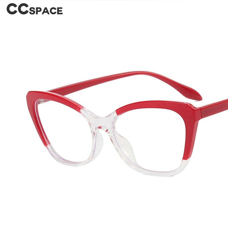 CCSpace Women's Full Rim Large Cat Eye Tr 90 Titanium Frame Eyeglasses 54571 Full Rim CCspace   